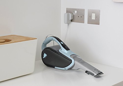 Black+Decker Lithium Dustbuster DVJ325J mit Cyclonic Action – 10,8V Akku Handstaubsauger mit ausziehbarer Fugendüse & Polsterbürste – Beutelloser, kabelloser Staubsauger – Lange Saugdüse – Hellblau - obrazek 2