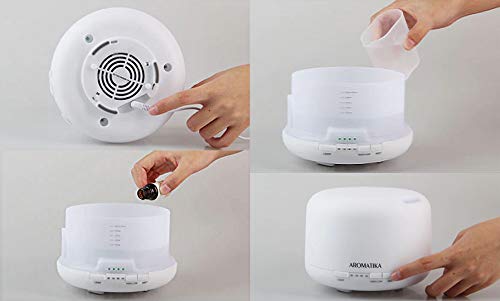 Essential Oil Diffuser 500ml - Ultrasonic Humidification - Aromatherapy Diffuser Humidifier- 7 Color LED Lights - for Room - Home - Office - Yoga - Salon - Spa - Office - Bedroom - Best for Gift - obrazek 3