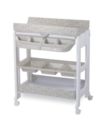 Bebeconfort Dolphy, komoda kąpielowa z przewijakiem, mobilna wanienka z przewijakiem 2 w 1, od narodzin do 12 miesięcy, 0–11 kg, Warm Grey