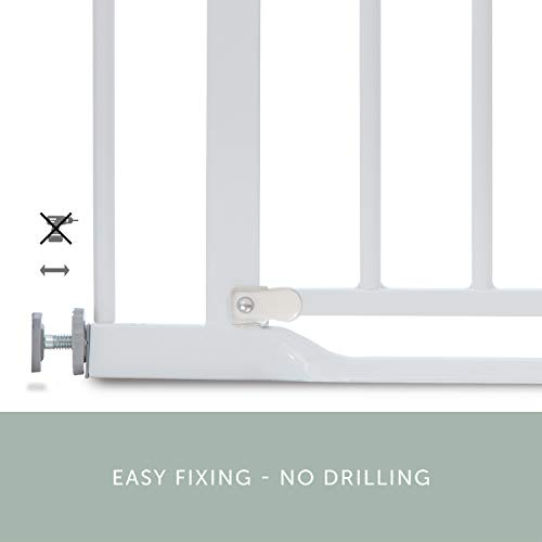 Hauck Treppenschutzgitter / Türschutzgitter Clear Step Gate, für Breiten 75 - 80 cm, Ultra Flache Schwelle, ohne Bohren, Einhändiges Öffnen, Beidseitig Schwenkbar, Metall, Weiß - obrazek 21