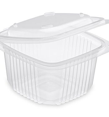 GUILLIN – ondipack OK375 Sachet de 50 Packs 375 CC Mikrowellentauglich Hat Deckel Scharnier, Polypropylen, transparent, 12,3 x 11,4 x 7,1 cm