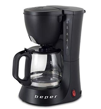 BEPER BC.060 Black Drip Coffee Maker, 6 Cups, Drip, Negro, Onesize, BC.060/BK