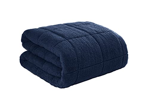 Sleepdown Koc obciążeniowy, 6 kg, miękki polar, terapia sensoryczna, granatowy, lęk, autyzm, bezsenność, ulga w snu, dla dorosłych i dzieci, rozmiar podwójny, 120 cm x 180 cm