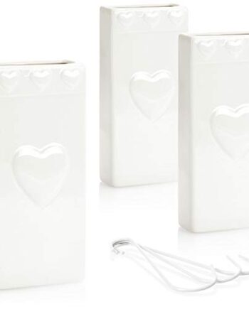 COM-FOUR® 3x nawilzacz grzejnikowy - nawilzacz powietrza z wzorem serca - ceramiczny nawilzacz na wode - 320 ml (biale serce)