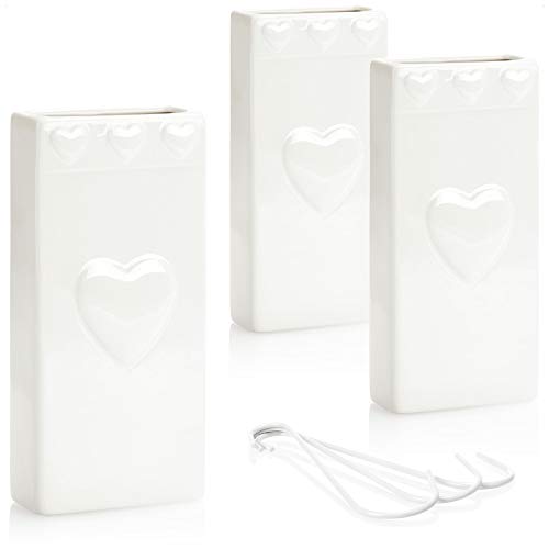COM-FOUR® 3x nawilzacz grzejnikowy - nawilzacz powietrza z wzorem serca - ceramiczny nawilzacz na wode - 320 ml (biale serce)