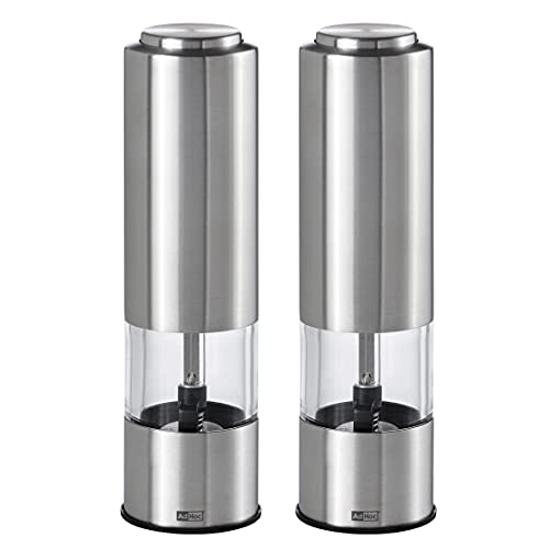 AdHoc EP04 Set Elektrische Pfeffer- und Salzmühle PEPMATIK, LED Licht (ohne Gewürz), Keramik Mahlwerk