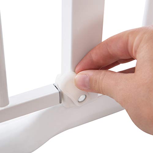 Hauck Treppenschutzgitter / Türschutzgitter Clear Step Gate, für Breiten 75 - 80 cm, Ultra Flache Schwelle, ohne Bohren, Einhändiges Öffnen, Beidseitig Schwenkbar, Metall, Weiß - obrazek 3