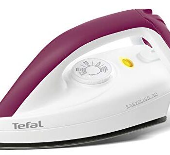 Tefal FS4030 Trockenbügeleisen Easygliss | 1200W | Durilium Bügelsohlen-Technologie | Thermostat | Bereitschaftsleuchte | Extralanges Netzkabel | Weiß/ Dunkelrot