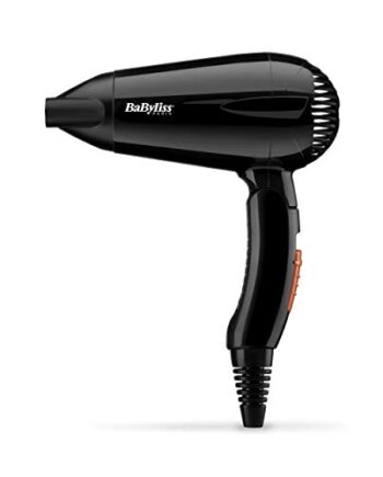 Babyliss Travel Dry 2000 Faltbarer, Leichter Reisehaartrockner Schwarz 2000 Watt 5344E