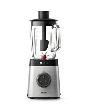Philips Blender kielichowy oraz blender do smoothie - 1400 W, Szklany dzbanek 2 l, Aplikacja z przepisami, Płynna regulacja prędkości, Technologia ProBlend 6 3D (HR3655/00)
