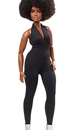 Barbie GTD91​ Signature Looks Doll (Curvy, Brunette) Fully Posable Fashion Doll Wearing Black Jumpsuit, Gift for Collectors, Multicolor, 30.0 cm*5.0 cm*10.0 cm