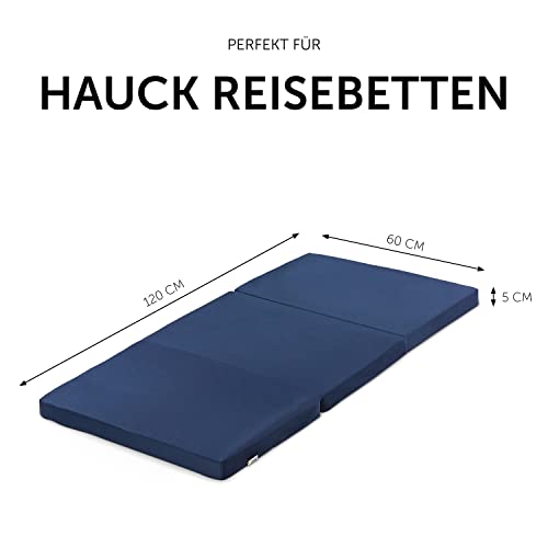 Hauck Reisebettmatratze Sleeper, 120x60 cm, 5 cm dick, Faltmatratze für Baby und Kinder Bett, Kompakt Klappbar, inklusive Tragetasche, Navy Blau - obrazek 5
