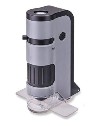 Kieszonkowy mikroskop Carson MicroFlip 100-250x LED UV o dużej mocy, z