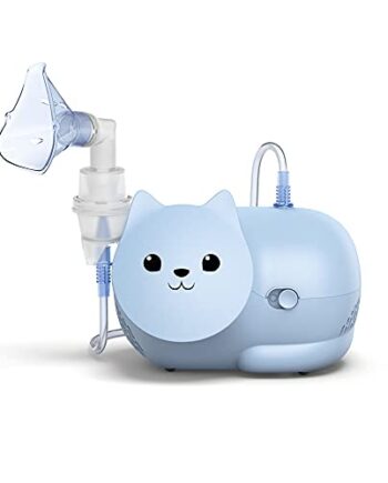OMRON Nami Cat – przyjazny dzieciom nebulizator kompresorowy do domowego leczenia kaszlu i przeziębienia, zapalenia oskrzeli, astmy i nie tylko