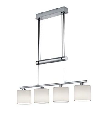 Trio Leuchten Jojo Pendelleuchte Garda, 305400401 Nickel matt, E14, Stoffschirm Weiß, 13.5 x 77 x 150cm