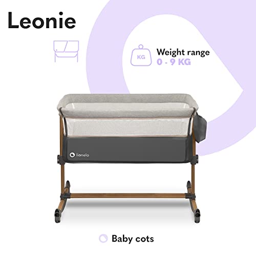 LIONELO Leonie łóżeczko dostawne i turystyczne, regulowana wysokość, wysokiej jakości materac, zwijana ścianka boczna, torba transportowa w zestawie, modny design - obrazek 9