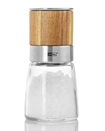 AdHoc MP99 Pfeffer- oder Salzmühle AKASIA, Keramik Mahlwerk (ohne Gewürz), Akazienholz/Edelstahl/Glas