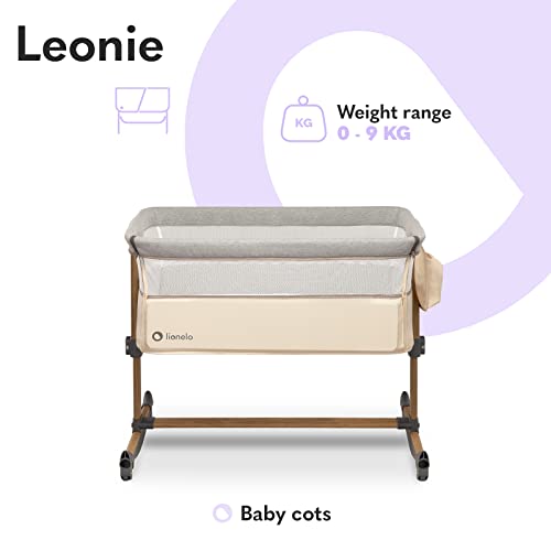 LIONELO Leonie łóżeczko dostawne i turystyczne, regulowana wysokość, wysokiej jakości materac, zwijana ścianka boczna, torba transportowa w zestawie, modny design - obrazek 9