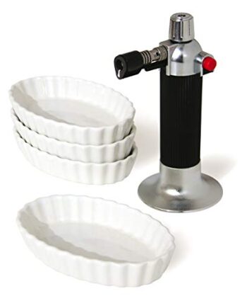 Mastrad F46100 Creme brûlée set: Gas Küchenbrenner mit 4 Schälchen