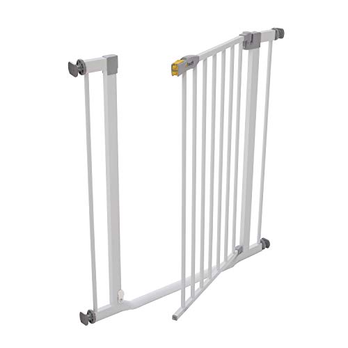 Hauck Treppenschutzgitter / Türschutzgitter Clear Step Gate, für Breiten 75 - 80 cm, Ultra Flache Schwelle, ohne Bohren, Einhändiges Öffnen, Beidseitig Schwenkbar, Metall, Weiß - obrazek 16