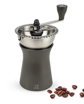 Peugeot Kaffeemühle Kronos 19 cm Schokolade I Hochwertige Kaffeemühle manuell aus robustem Edelstahl & Kunststoff I Kaffeezubehör I Hergestellt in Frankreich