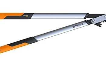 Fiskars Sekator dźwigniowy, kowadełkowy PowerGearX do suchego i twardego drewna, Powłoka nieprzywierająca, Hartowana stal, Długość: 80 cm, Czarny/ pomarańczowy, LX99-L, 1020189