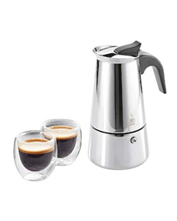 Gefu Espressokocher EMILIO Größe 4 Tassen und 2 Espressogläser