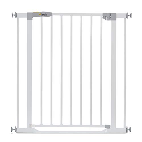 Hauck Treppenschutzgitter / Türschutzgitter Clear Step Gate, für Breiten 75 - 80 cm, Ultra Flache Schwelle, ohne Bohren, Einhändiges Öffnen, Beidseitig Schwenkbar, Metall, Weiß - obrazek 6