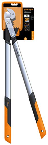 Fiskars Sekator dźwigniowy, kowadełkowy PowerGearX do suchego i twardego drewna, Powłoka nieprzywierająca, Hartowana stal, Długość: 80 cm, Czarny/ pomarańczowy, LX99-L, 1020189 - obrazek 8