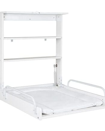 roba Regał ścienny zwijany, składany, bezpieczny regał do przewijania, biały z podkładką do przewijania"Taniec ptaków"