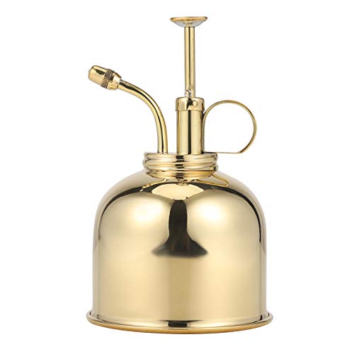 4YANG 300ml Retro Messing Gießkanne Vintage Kupfer Metall Gartenblumen Pflanzenbau Handwerk Gartentopf Werkzeug Sprühflasche Handbewässerungsausrüstung (Silber) (Gold)