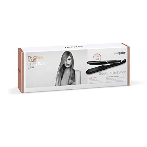 BaByliss Sleek Control Wide Glätteisen mit Ionen-Technologie und extra langen & breiten Platten mit Turmalin-Keramik Beschichtung und Kammaufsatz ST397E - obrazek 2