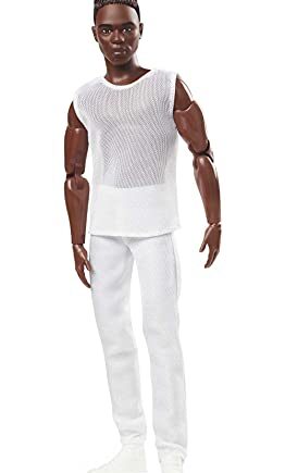 Barbie GXL14​ Signature Looks Ken Doll (Brunette with Braids & Bun Hairstyle) Fully Posable Fashion Doll Wearing White Shirt & Pants, Gift for Collectors, Multicolor, 30.0 cm*5.0 cm*10.0 cm