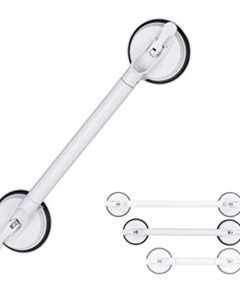 Relaxdays Wysuwany uchwyt ssący, 57-69 cm, uchwyt do prysznica i wanny, 70 kg, dla seniorów, na ścianę, przyssawkę, biały, L