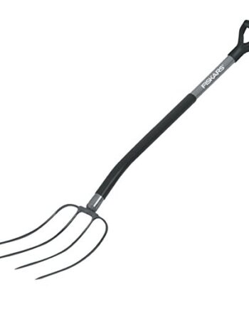 Fiskars Widły do kompostu, Z 4 zębami, Długość: 137 cm, Wysokiej jakości zęby ze stali borowej, Szaro-czarne, Ergonomiczne, 1001695