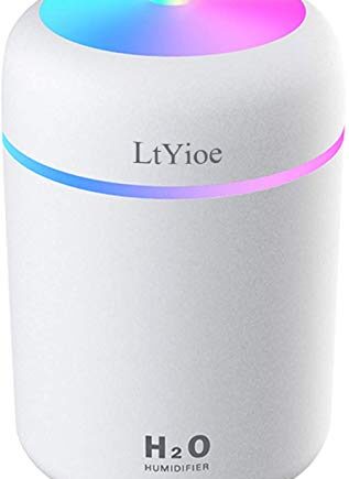 Nawilżacz Powietrza LtYioe Mini Nawilżacz USB z 2 tryby mgły i automatyczne wyłączanie  Kolorowe światło oraz Cicha praca  nawilżacz ultradźwiękowy na samochód  pokój biurowy  sypialnię itp (Biały)