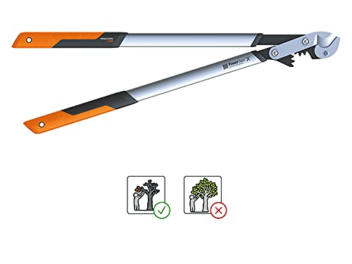 Fiskars Sekator dźwigniowy, kowadełkowy PowerGearX do suchego i twardego drewna, Powłoka nieprzywierająca, Hartowana stal, Długość: 80 cm, Czarny/ pomarańczowy, LX99-L, 1020189 - obrazek 4