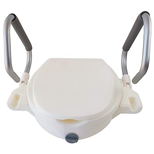 Mobiclinic, Toilettensitzerhöhung mit Armlehnen und Deckel, Guadiana, Europäische Marke, WC Sitzerhöhung, Toilettenaufsatz für Senioren, Toilettenhilfen, klappbare Armlehnen, weiß - obrazek 6