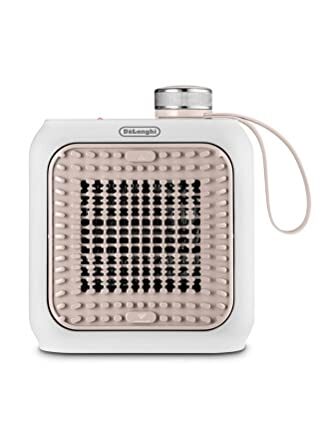 De'Longhi Capsule Desk ceramiczny termowentylator HFX10B03.PK, cichy, szybki termowentylator, regulowana kratka, termostat bezpieczeństwa, idealny na biurko i w podróży, 360 W, różowy