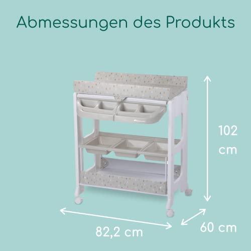 Bebeconfort Dolphy, komoda kąpielowa z przewijakiem, mobilna wanienka z przewijakiem 2 w 1, od narodzin do 12 miesięcy, 0–11 kg, Warm Grey - obrazek 4