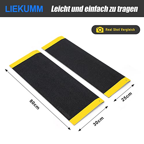 LIEKUMM Rampa progowa 30 x 80 cm, obciążenie do 300 kg, rampa dla wózków inwalidzkich z aluminium, przenośna, antypoślizgowa powierzchnia, nadaje się do drzwi, przejść, bram garażowych - obrazek 3