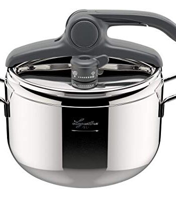 Lagostina Irradial Control Lagoeasy'UP 5 l Schnellkochtopf aus Edelstahl 18/10, Ø 22 cm, Dampfkochtopf für Induktion und Gas, Vereinfachtes Öffnen des Deckels, mit 3-lagigem Irradial-Plus-Boden