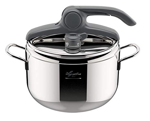 Lagostina Irradial Control Lagoeasy'UP 5 l Schnellkochtopf aus Edelstahl 18/10, Ø 22 cm, Dampfkochtopf für Induktion und Gas, Vereinfachtes Öffnen des Deckels, mit 3-lagigem Irradial-Plus-Boden