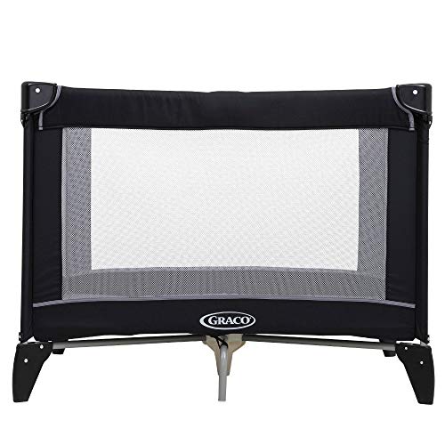 Graco Kompaktowe łóżeczko podróżne (około od narodzin do 3 lat) z podpisanym zapięciem na przycisk Graco, zawiera torbę do przenoszenia, czarne/szare - obrazek 5