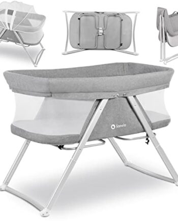LIONELO Vera łóżeczko turystyczne, funkcja kołyski, wysokiej jakości materac, rozpinana moskitiera, cyrkulacja powietrza, torba transportowa w zestawie, uniwersalny design
