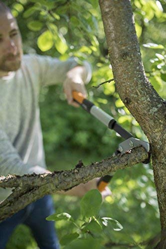 Fiskars Sekator dźwigniowy, kowadełkowy PowerGearX do suchego i twardego drewna, Powłoka nieprzywierająca, Hartowana stal, Długość: 80 cm, Czarny/ pomarańczowy, LX99-L, 1020189 - obrazek 5