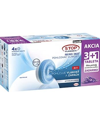 Ceresit STOP WILGOCI AERO 360° 1 lawendowy + 3 neutralne wkłady do pochłaniacza wilgoci nowoczesne tabletki pochłaniające wilgoć chłonny neutralizator zapachów 4x450g