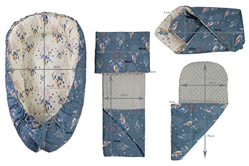 Medi Partners 5el. Kokon Niemowlęcy 100x60x15cm Wyjmowana Wkładka Kocy - obrazek 9