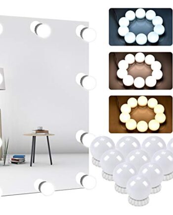 Led Spiegelleuchte, Hollywood Lichter Mit Schalter 3 Farbe Und 10 Dimmbar FüR Schminktisch Leuchte, Schminkleuchte, Spiegellampe FüR Kosmetikspiegel, Schminktisch/Badzimmer Spiegel ,7000 Kelvin