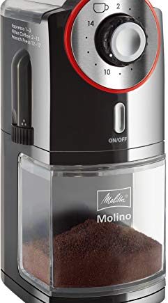 Melitta 1019-01 Molino Elektryczny Młynek Do Kawy, 100 W, Czarno/Czerw